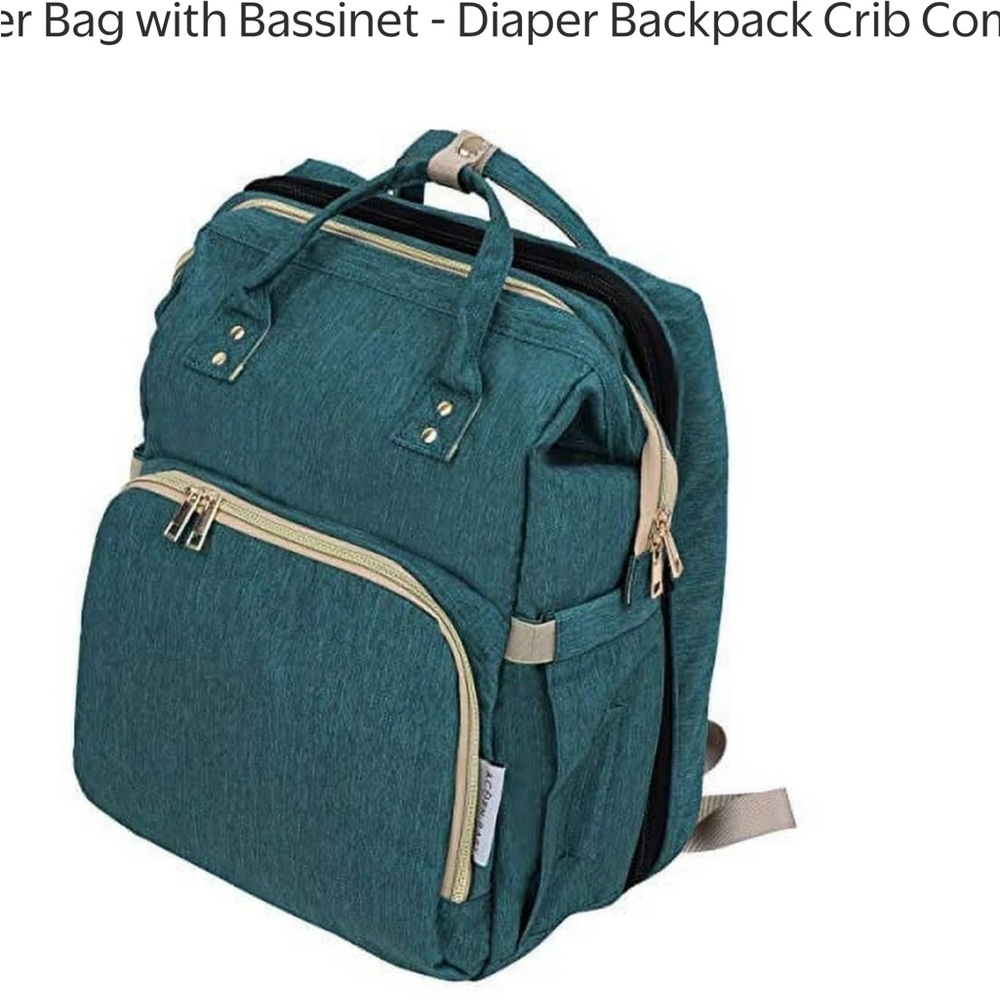 Teal Diaper Backpack with Bassinet